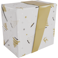 Cadeaupapier | 30cm | 200m | 80gr/m² | Wonderful Time | grijs/goud | rol à ca. 200 meter - thumbnail