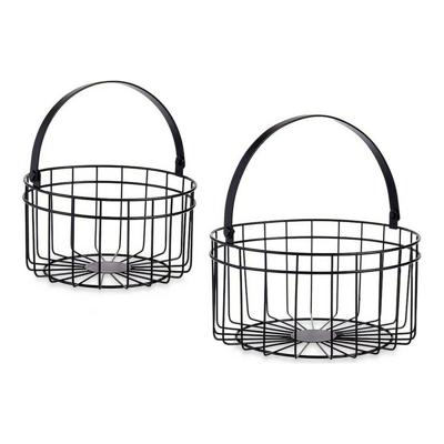 Mand Zwart Metaal 25 x 27 x 25 cm (2 pcs)