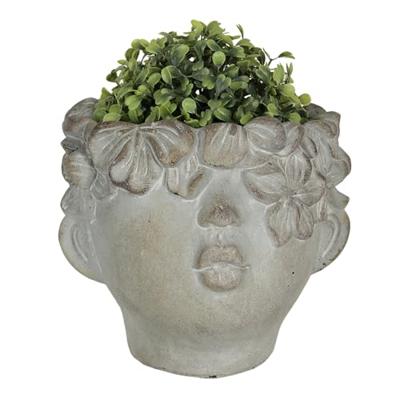 Clayre & Eef Bloempot 30x27x26 cm Grijs Steen Bloempot binnen