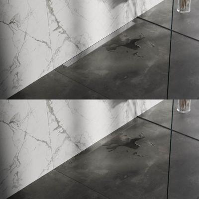 Douchegoot Brauer Geborsteld RVS Muur Montage Inclusief Vloerflens 100x7 cm Zero Tegelinlegrooster Omkeerbaar Brauer