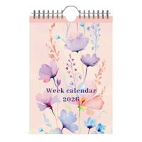 Weekkal 26 lannoo flowers watercolour 7dn/1p roze - thumbnail