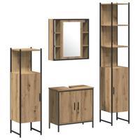 Badkamermeubelset met plank met opslag 4 pcs Bruin Bewerkt hout - thumbnail
