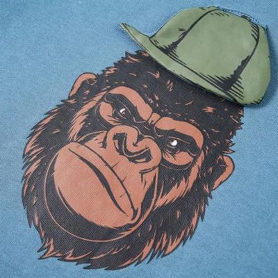 Kindertrui met gorillaprint 104 middelblauw