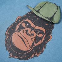 Kindertrui met gorillaprint 104 middelblauw - thumbnail