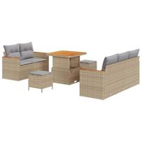 Tuinbankenset 8 pcs Beige poly rattan - thumbnail