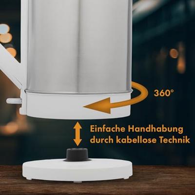 Clatronic WKS 3692 weiss Waterkoker Aantal/Volume: 1.5 l RVS, Wit