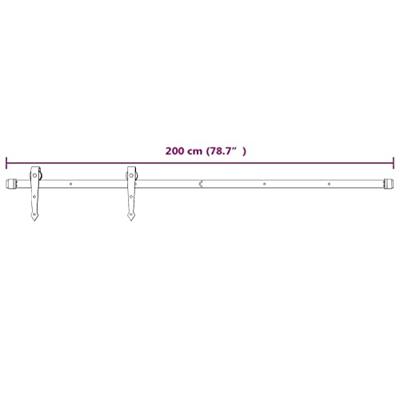 VidaXL Beslagset voor schuifdeur 200 cm staal wit VidaXL Beslagset voor schuifdeur 200 cm staal wit
