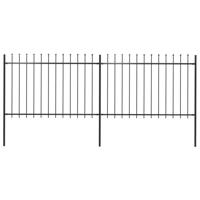 Tuinhek met speren bovenkant 3,4x1,2 m staal zwart - thumbnail