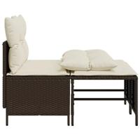 4-delige Loungeset met kussens poly rattan bruin - thumbnail