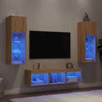 5-delige Tv-wandmeubelset met LED bewerkt hout sonoma eiken - thumbnail