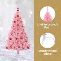 VidaXL Kunstmatig voorverlicht kerstboom met 150 led roze 120 cm pvc - thumbnail