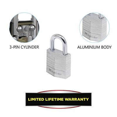 Masterlock 4 x 20mm - 11mm steel shackle, 3mm diam. - 3-pin cylinder - keyed alik - 9120EURQNOP - thumbnail