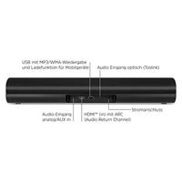 TechniSat AUDIOMASTER SL 450 - Soundbar met Bluethooth (30 watt, USB-aansluiting, HDMI, HDMI ARC, 2.0 kanaal, AUXin, audio-ingang optisch, afstandsbediening) zwart - thumbnail
