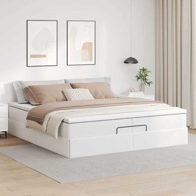 Ottoman bed met matrassen 200x200cm kunstleer wit