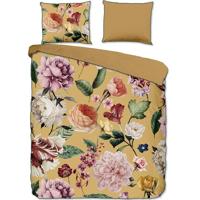 Descanso Dekbedovertrek "bloemen" - Oker - (200x200/220 cm) - Biologisch Katoen satijn - thumbnail