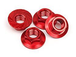 HPI - Serrated flange nut m4 (red/4pcs) (87269)