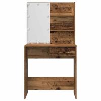 Kaptafelset met LED-verlichting bewerkt hout oud houtkleurig - thumbnail