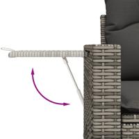 5-delige Loungeset met kussens poly rattan grijs - thumbnail