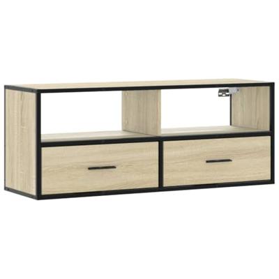 Tv-meubel 100x31x39,5cm bewerkt hout metaal sonoma eikenkleurig Tv-meubel 100x31x39,5cm bewerkt hout metaal sonoma eikenkleurig