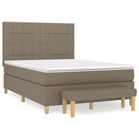 Boxspring met matras stof taupe 140x190 cm - thumbnail