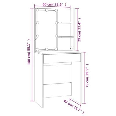 Kaptafel met kastjes LED bewerkt hout zwart