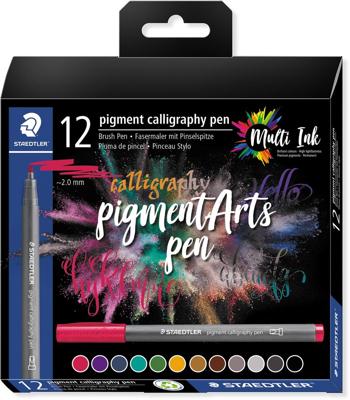 Staedtler Viltstift pigment calligraphy pen 375 C12 Diverse kleuren 2 mm 12 stuk(s)