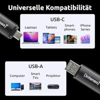 Intenso Flex Line USB-stick Retail 64 GB Zwart 3544490 USB-A 3.2 Gen 1, USB-C 3.2 Gen 1 - thumbnail