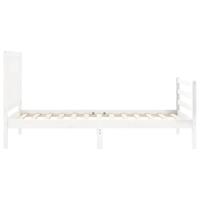 Bedframe met hoofdbord massief hout wit - thumbnail