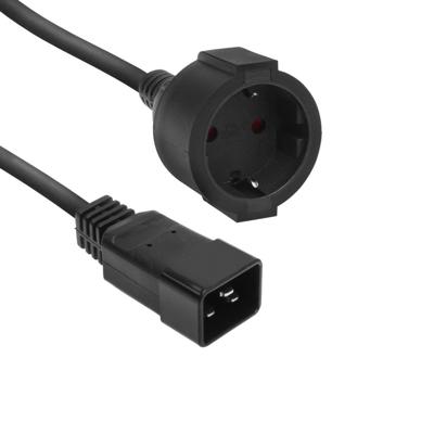 ACT AK5251 Netsnoer Stroomkabel C20 - CEE 7/3 | Zwart | 20 cm