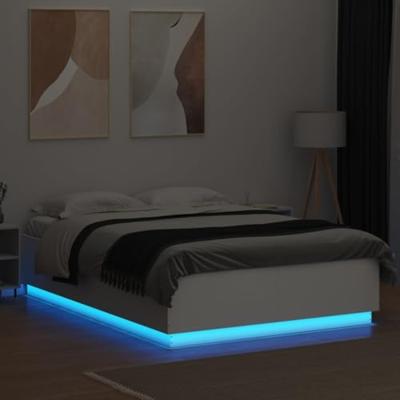 Bedframe met LED-verlichting bewerkt hout wit 150x200 cm