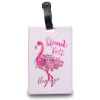 Worldpack bagagelabel Flamingo 11 cm wit/roze - thumbnail