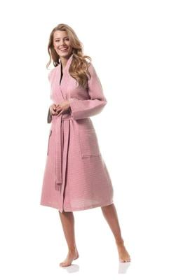 Morgenstern Morgenstern badjas Luca wafelstof Kimono 120cm Poederrose XL