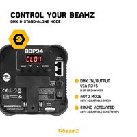 BeamZ 8x BBP94W verticale LED par op accu RGBWA+UV WDMX + Beamz FCC9 flightcase - thumbnail