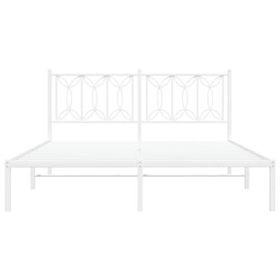 Bedframe met hoofdbord metaal wit 150x200 cm