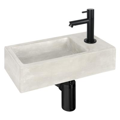 Fonteinset Differnz Ravo Beton 38.5x18.5x9 cm Licht Grijs Met Rechte Mat Zwart