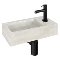 Fonteinset Differnz Ravo Beton 38.5x18.5x9 cm Licht Grijs Met Rechte Mat Zwart Differnz - thumbnail