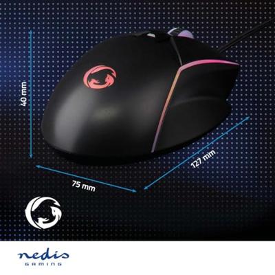 Nedis GMWD510BK Gaming Muis Bedraad Dpi: 800 / 1200 / 2400 / 3200 / 4800 / 7200 Dpi Instelbare Dpi Aantal Knoppen: 6 Programmeerbare Knoppen Rechtshandig 1.50 M Led