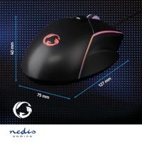 Nedis GMWD510BK Gaming Muis Bedraad Dpi: 800 / 1200 / 2400 / 3200 / 4800 / 7200 Dpi Instelbare Dpi Aantal Knoppen: 6 Programmeerbare Knoppen Rechtshandig 1.50 M Led - thumbnail