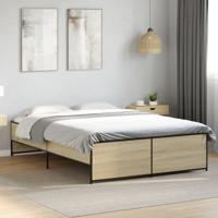 Bedframe bewerkt hout metaal sonoma eikenkleurig 90x190 cm - thumbnail