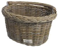 Rieten Fietsmand Aan Stuur Ovaal Grijs - thumbnail