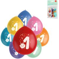 Folat ballonnen party pop monsters cijfer 1 kleurmix 23 cm 8 stuks | 24 stuks - thumbnail