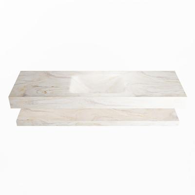 MONDIAZ ALAN-DLUX 150cm planchet Ostra. Vrijhangende wastafel CLOUD midden 1 kraangat, kleur Ostra.