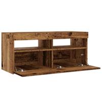 Tv-meubel met LED 90x35x40 cm bewerkt hout oud hout - thumbnail