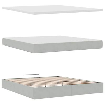 Ottoman bed met matras en LED's 180x200cm fluweel lichtgrijs