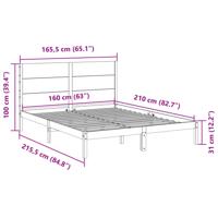 Bedframe extra lang zonder matras massief hout 160x210 cm - thumbnail