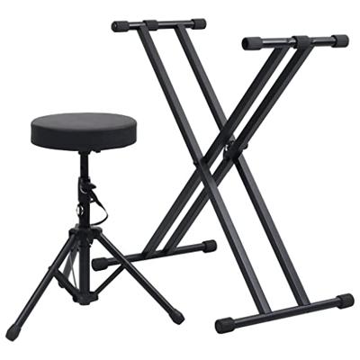 VidaXL Keyboardstandaard en -kruk dubbel versterkt zwart VidaXL Keyboardstandaard en -kruk dubbel versterkt zwart