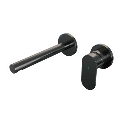 Brauer Gunmetal Edition Inbouw Wastafelmengkraan met Rechte Uitloop en Rozetten Model C1 Gunmetal Geborsteld PVD