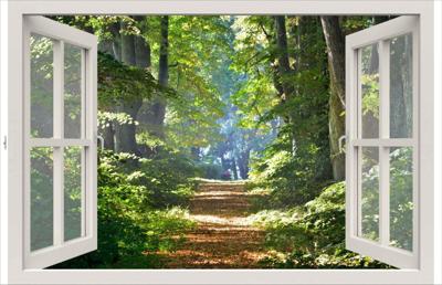 Tuindoek raam bospad 210x140cm Customize-it - Customize it