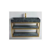 Badkamermeubel Casajoy Gold 100x42x55cm Met Natuurstenen Wastafel - thumbnail