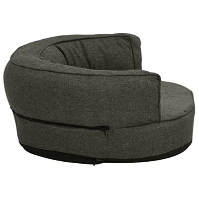 vidaXL Hondenbed ergonomisch linnen-look 75x53 cm fleece donkergrijs, hondenmatras, hondenbed, hondenmand, hondenmatrassen, hondenbedden, hondenmanden